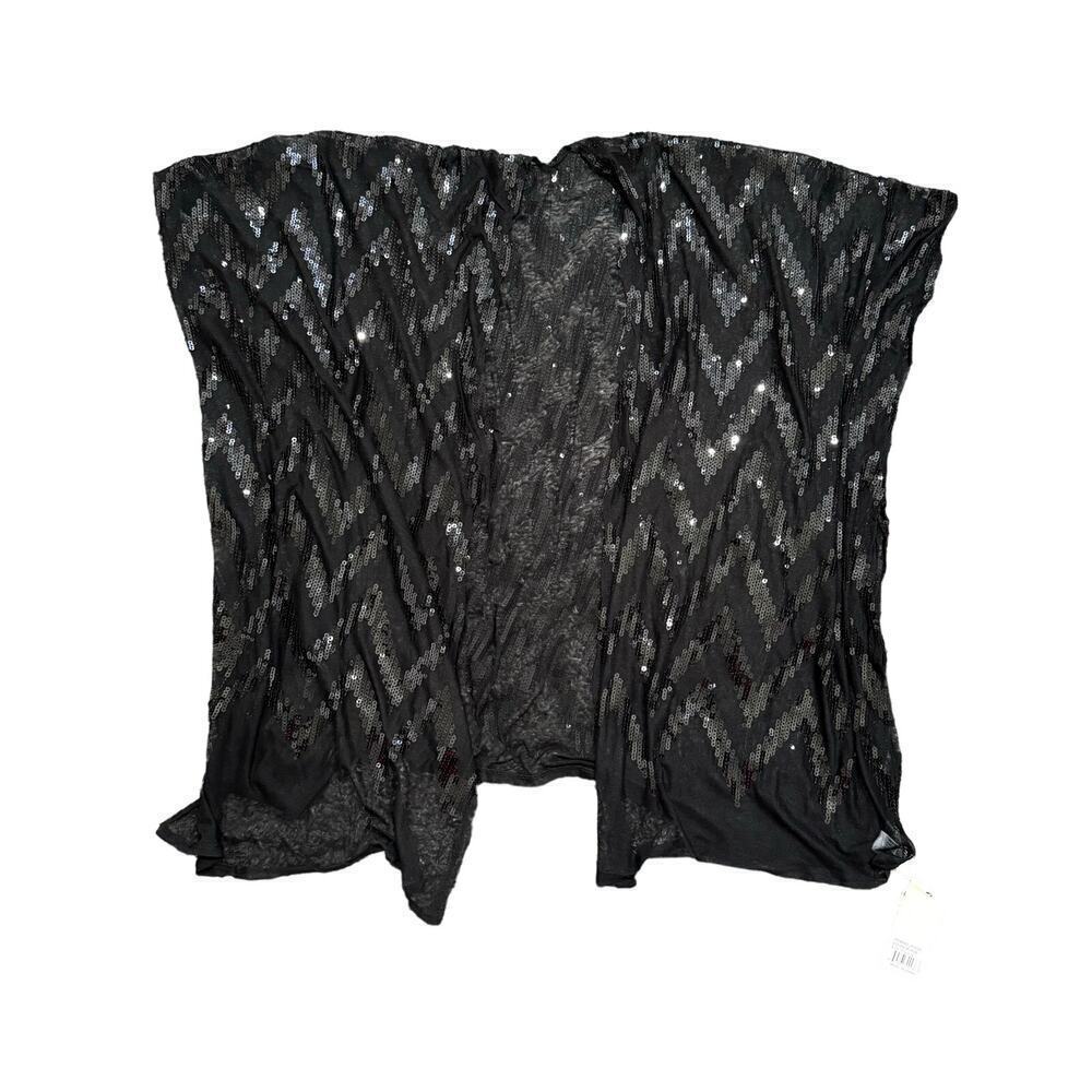 Comfyluxe JTC Chevron Sequin Cover Up in Black, Size OS​​​​
